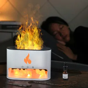 Diffuseur d'arôme d'huile essentielle électrique Portable 250Ml 3D simulation de flamme diffuseur d'arôme humidificateur de feu pour chambre à coucher