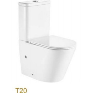 WC monobloc en céramique blanche T20 avec réservoir d'eau séparé, vidange horizontale, pour hôtel - Product Image 1