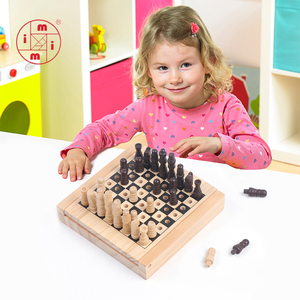 Jeu d'<span class=keywords><strong>échecs</strong></span> de poche pliant en bois avec chevilles Jeu de société pliable Stratégie de réflexion pour enfants et adultes - Product Image 1