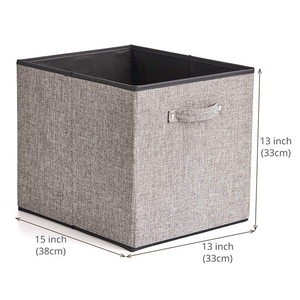 GuangDong 13 Inch Foldable Linen Fabric Toy Organizer <strong>Storage</strong> Bin for Kids Child Toy <strong>Units</strong> Boxes with Two Handles - Product Image 4