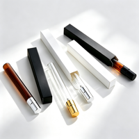 Botol Parfum Kaca Amber Silinder 10ml dengan Kotak Hitam/Putih Isi Ulang Mini Atomizer Portabel Tutup Logam Cetak Logo Kustom
