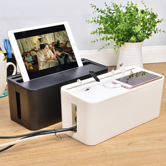 Multi Function Wire Storage Organizer Desk Cable Plastic Large Capacity Dustproof Cable Organizer Box for Home Office Use