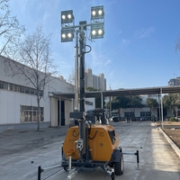 Tragbarer Notfall-LED-Lichtturm 5M/7M/9M Mobiler Anhänger mit 360-Grad-Teleskopmontage Lichtturm mit Dieselgenerator
