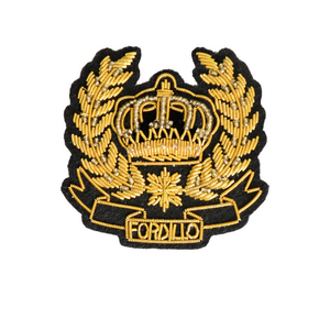 Ấn Độ Lụa Thêu Trâm Dây Vàng Tay Thêu Phù Hiệu Pins Blazer Đồng Phục Vai Cổ Áo Tùy Chỉnh Vàng Vá - Product Image 2