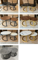 Ensemble de tables basses modernes en marbre, tables d'appoint pour canapé de bureau, appartement, réception commerciale, 2 tables basses
