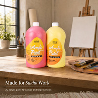 Peinture acrylique en bouteille de 2 L pour cours d'art, ateliers, étudiants, artistes, peinture sur toile, pratique et projets d'artisanat