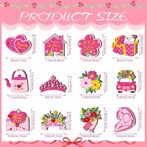 Mother's Day Wooden Pendant Tags Heart Shape Hanging Decorations For Party Wall Decor - Product Image 4