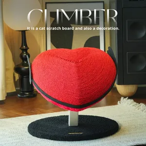 <strong>Cat</strong> Scratcher Red Heart Hemp Rope Wear-Resistant No Shedding Vertical Itch Relief Claw Grinding Toy Small <strong>Cat</strong> <strong>Climbing</strong> <strong>Frame</strong> - Product Image 2