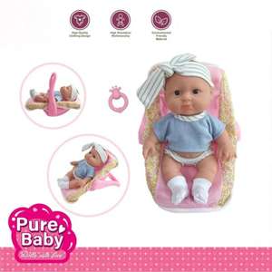 Poupée bébé Yuglow de 10 pouces avec panier de transport, jeu d'imitation, ensemble de poupées pour filles, jouet pour enfants - Product Image 1