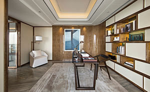 Набор для спальни в отеле, Современная однотонная мебель для спальни, деревянные стены, металлическая ткань, 5-звездочная роскошь, современный, сделанный на заказ - Product Image 5