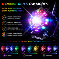 Projecteur LED auxiliaire pour moto, lampe spot dynamique RGB avec anneau de poursuite, DRL blanc jaune, faisceau haut/bas pour moto, VTT, UTV, tout-terrain