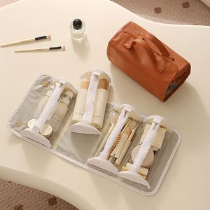 Nouvelle trousse de toilette de voyage 4 en 1, trousse à cosmétiques en cuir PU, portable, multifonctionnelle, avec poignée - Product Image 2