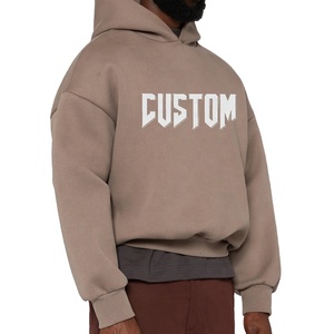 Sweat à capuche pour homme 100% coton, coupe courte, épais 500 g/m², coupe oversize et carrée, personnalisable pour broderie 3D, écologique - Product Image 1