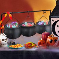 Ensemble de 3 bols de service/bols à bonbons classiques en plastique noir pour Halloween, pour la décoration de la maison et de la cuisine