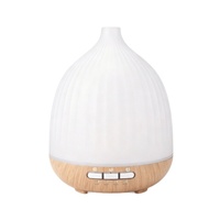 Diffuseur d'huiles essentielles en bois grainé de 150 ml, humidificateur d'aromathérapie alimenté par USB avec lumières RGB 7 couleurs et minuterie
