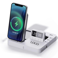 Usine Logo Personnalisé Batterie Magnétique 3 en 1 Chargeur Sans Fil Stylo Conteneur Petite Boîte De Rangement USB TPC 15W Horloge Sans Fil