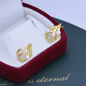 Goldleaf Jewelry Ladies Drop Shape Earrings 925 Sterling Silver Fine Jewelry Loose Beads Freshwater Pearl Earrings