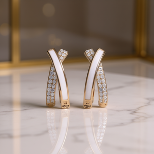 Orecchini a Cerchio Dorati da Donna, Placcati in Oro 18K, con Cristalli e Strass, Design Geometrico di Lusso per Uso Quotidiano - Product Image 2