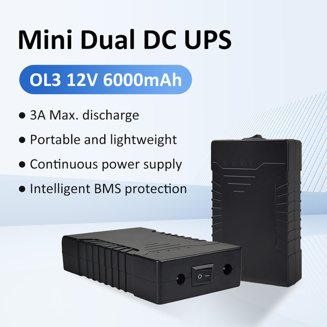 OL3-20331 6000mAh Mini UPS Power Bank 12V/3A Dual DC Port for WiFi Router for Camping Light and Switch