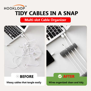 Nouvelles attaches-câbles grises tendance à crochets et boucles pour bureau, organisateur/gestion de câbles, pince adhésive à crochets et boucles pour câbles - Product Image 3