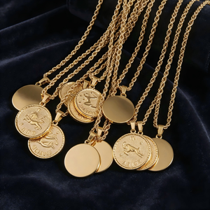 Collana con Ciondolo Zodiacale FY Fashion Jewelry, Placcata Oro, Impermeabile, in Acciaio Inossidabile 316L, per Uomo e Donna - Product Image 1