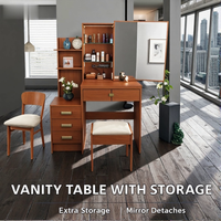 Table de toilette de style européen bon marché pour femme, meuble de chambre à coucher, commode avec tiroirs, miroir et lumières