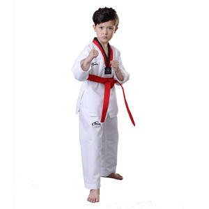 ชุดเทควันโดบ็อกกผ้าโพลีเอสเตอร์สีดำแดงใส่ได้ทั้งชายและหญิง - Product Image 4