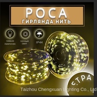Transfrontalier 100 mètres de long LED fil de cuivre arbre de noël guirlande lumineuse télécommande étanche IP44 notation alimenté par batterie