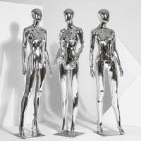 Maniquí de cuerpo completo de material dorado brillante para lencería, con cabeza de huevo, de pie y autónomo.