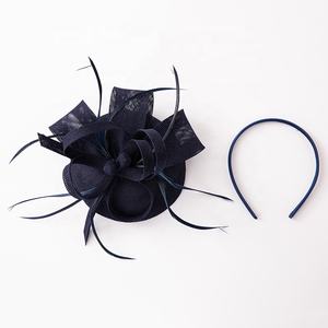 Ladies Ascot <strong>Fascinator</strong> Hat Sinamay Royal Church Decorative Formal Hat in Purple White <strong>Black</strong> <strong>and</strong> Peach for Parties - Product Image 2