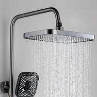 Ensemble de douche numérique à LED Lanxing avec touches de piano grises, robinets de salle de bain, robinet cascade eau chaude et froide