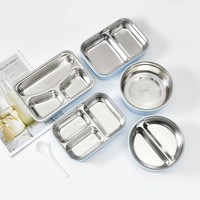 Boîte à lunch scolaire Jenson en acier inoxydable 304 à double étage, rectangulaire, étanche, écologique, simplicité moderne, multifonctionnelle