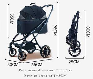 जर्मन फ़ंक्शन फोल्डेबल चलने वाली ट्रॉली वाहक पोर्टेबल 4 पहियों एल्यूमीनियम मिश्र धातु एक क्लिक फोल्ड पालतू रोलर - Product Image 6