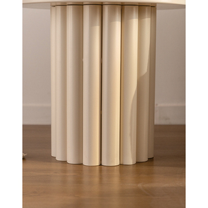 Mesa de centro redonda blanca de estilo crema moderna, mesa de centro sencilla para apartamento pequeño lateral - Product Image 5