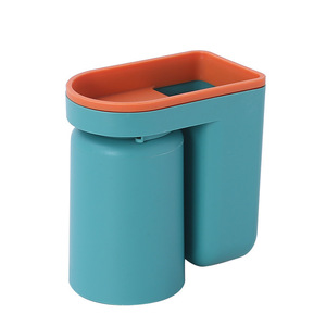 Soporte para cepillos de dientes, taza de almacenamiento montada en la pared con contenedor de enjuague bucal para uso en el baño, fácil de limpiar - Product Image 4