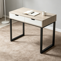 Bureau d'ordinateur ergonomique moderne en bois avec structure métallique et tiroirs de rangement pour la maison, le bureau et l'école