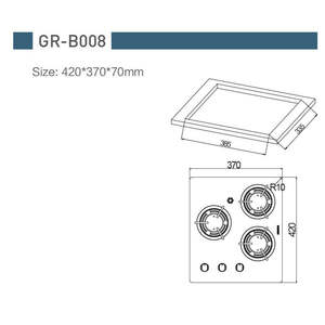 Estufa de Gas de Acero Inoxidable con Vidrio Templado GR-B008 para Autocaravanas, 420*370*70 mm, Accesorio para Estufa de Camping - Product Image 5