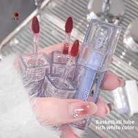 Gogo Bear Lip Glaze Pelembap dengan Efek Cermin, Mudah Mewarnai, Kemasan Tabung Transparan, Lip Gloss dengan Logo Pribadi, Kosmetik