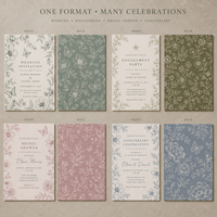 Cartes de vœux florales double face, cartes en papier botanique personnalisées pour mariage, fiançailles et fête prénuptiale