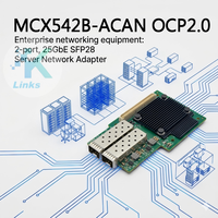 Adaptateur Ethernet filaire Mellanox CX-5 25GbE SFP28 2 ports PCIe 3.0x8 MCX542B-ACAN OCP2.0 pour serveur