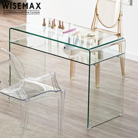 WISEMAX FURNITURE Mobilier de maison nordique Chambre d'hôtel Coiffeuse Bureau Mobilier en verre Verre transparent Table à clous Table de salon