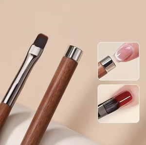 Pinceau à ongles ovale plat personnalisé avec logo, manche en bois, poils en nylon, pour peinture au gel acrylique, pour salon et usage domestique - Product Image 2