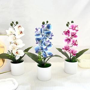 Plante artificielle en pot, orchidée papillon à 7 têtes, réaliste et faite à la main, décoration moderne pour la maison, pour Thanksgiving et la remise des diplômes - Product Image 3