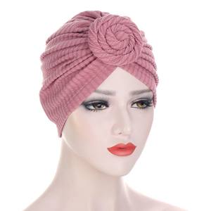 Turbante de <span class=keywords><strong>caracol</strong></span> a rayas de moda multicolor de alta calidad, gorra Hijab sólida musulmana circular para mujer - Product Image 5