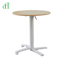 Table de café ronde blanche moderne à hauteur réglable avec vérin à gaz, plateau en métal, mobilier de salon