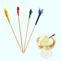 Bâtonnets à cocktail biodégradables en bois, 65/100 mm, multicolores, jetables, pour bar, aliments, fruits, décorations de Martini, brochettes