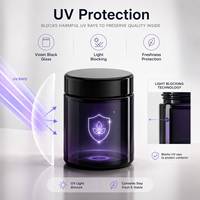 Bocaux en verre violet UV personnalisés 50ml 100ml 200ml avec logo, bocal à épices résistant aux enfants, hermétique, anti-odeur, conteneur pour compléments alimentaires