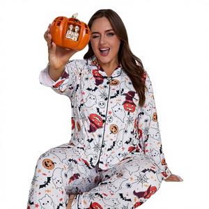 Pijamas de <span class=keywords><strong>Invierno</strong></span> para <span class=keywords><strong>Mujer</strong></span>, Talla Grande, Estilo Europeo y Americano, Cárdigan, Pantalones Largos, Ropa de Dormir, ODM - Product Image 1