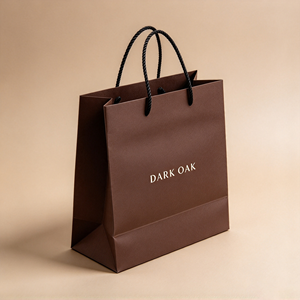 Custom low MOQ Kraft Paper Shopping <b>Bag</b> With Twisted Handles <b>Gold</b> Stamp Luxury Standard Flat <b>Bag</b> For Business And Shopping - Product Image 1
