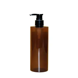 Botol Sampo Amber Pompa Plastik Bulat Datar, Kemasan Gel Sabun Lotion Transparan 100Ml 200Ml 250Ml 250Ml 300Ml 500Ml